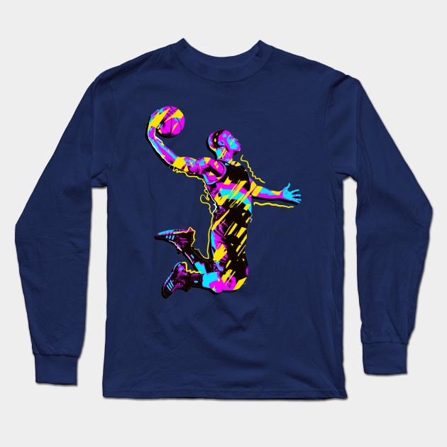 Basketball Dunk Long Sleeve T-Shirt by FerMinem